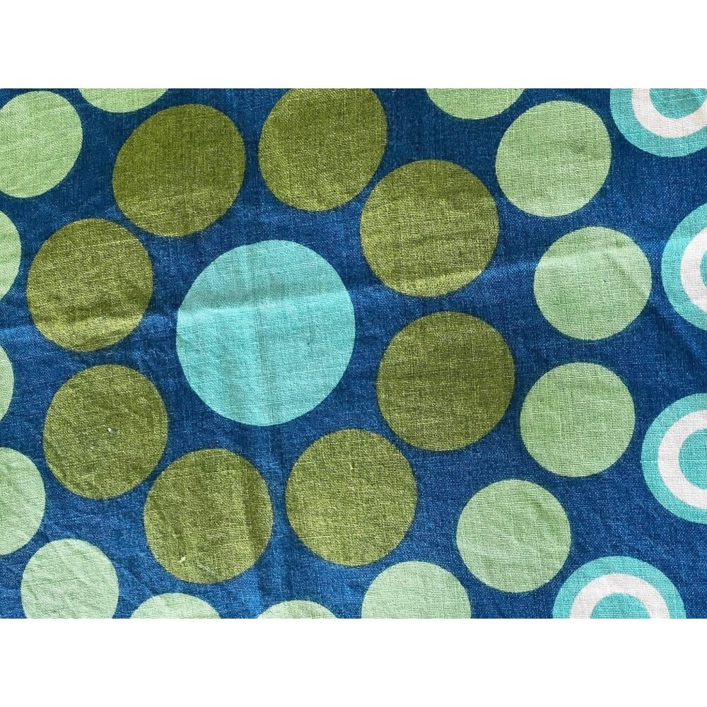 Blue & Green Circular Mandala Tablecloth 64.5x49.5 MCM Linen Event Dinner Party - Picture 3 of 11